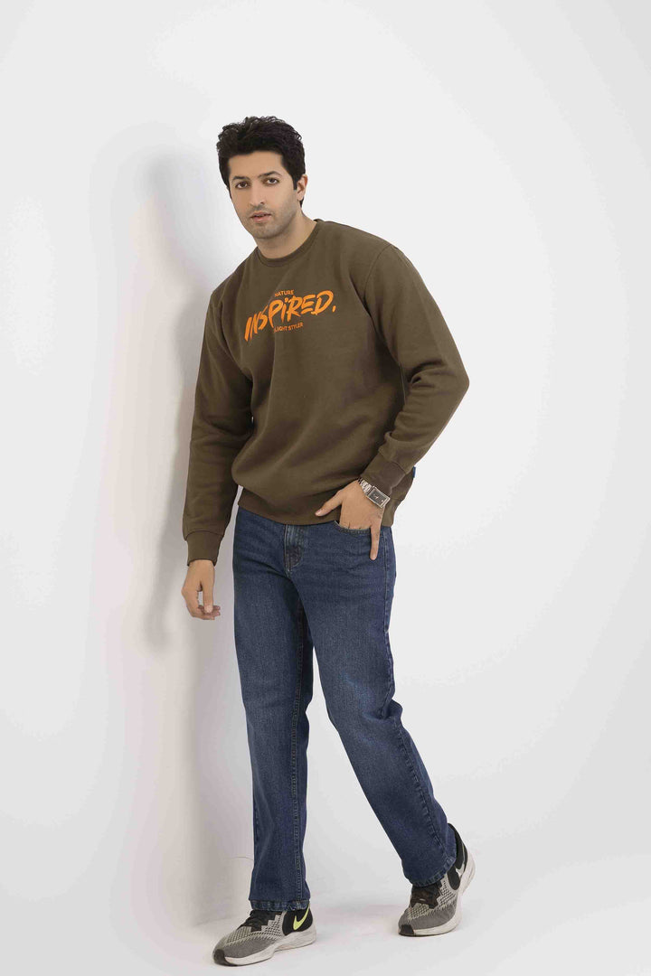 Solid Rust Color Sweat Shirt Men