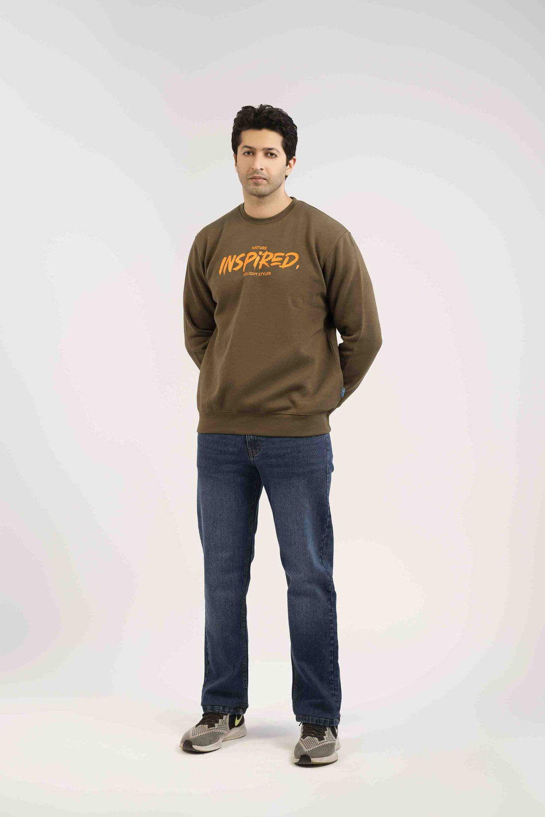 Solid Rust Color Sweat Shirt Men