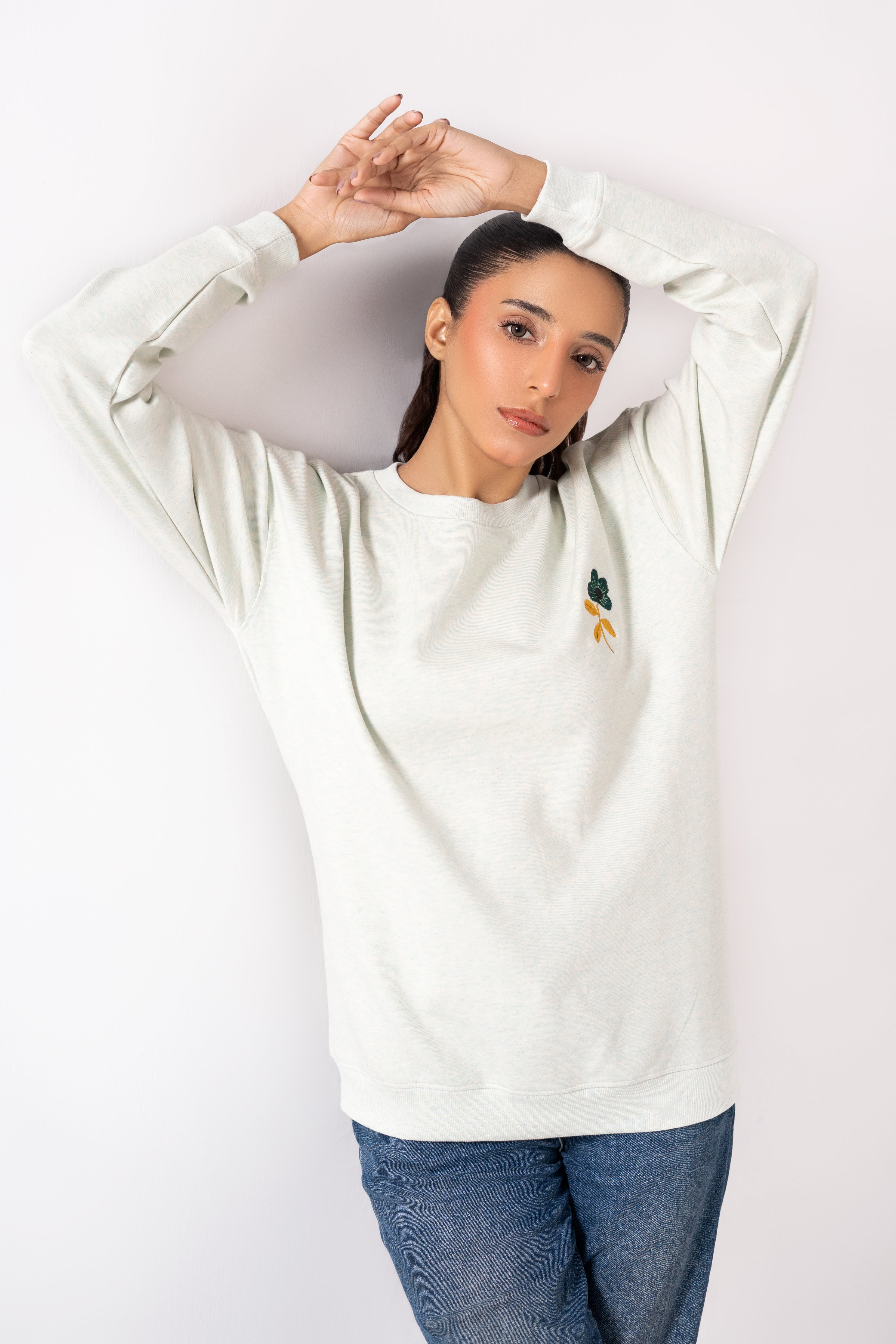 Women Interlock Sweat Shirt Light Green Color