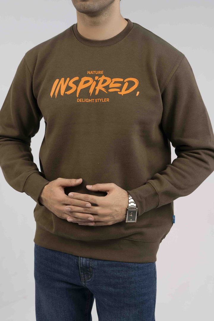 Solid Rust Color Sweat Shirt Men