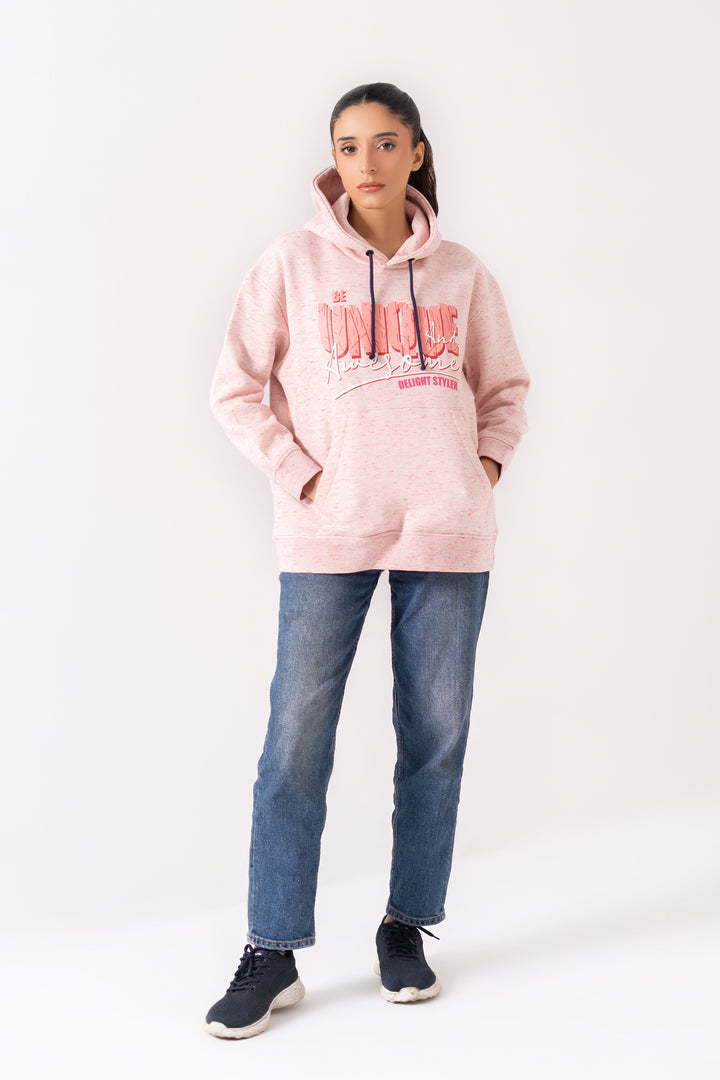 Women Hoodie Melange Pink