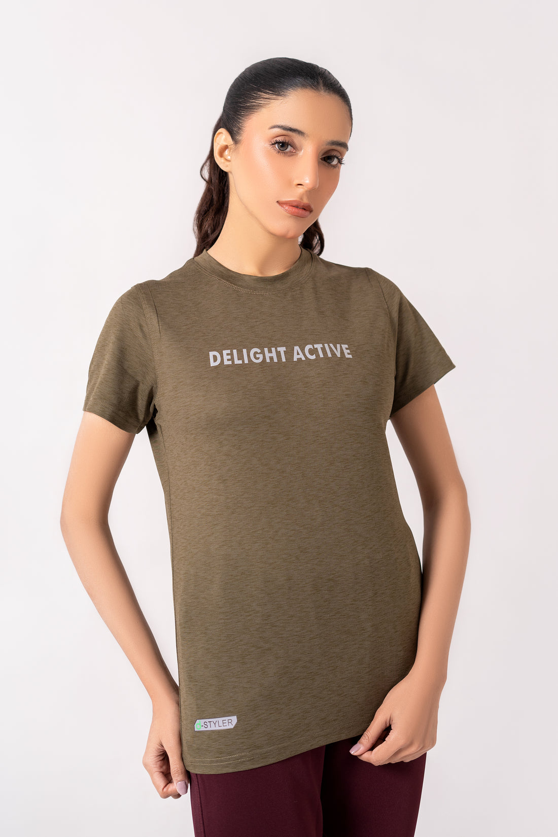 Active Wear T Shirt Melange Olive