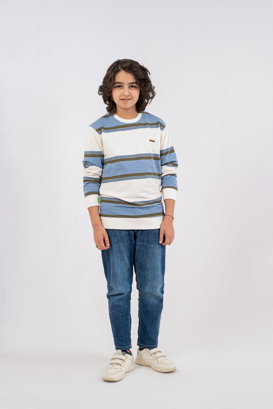 Boys Sweat Shirt Terry Blue Striper