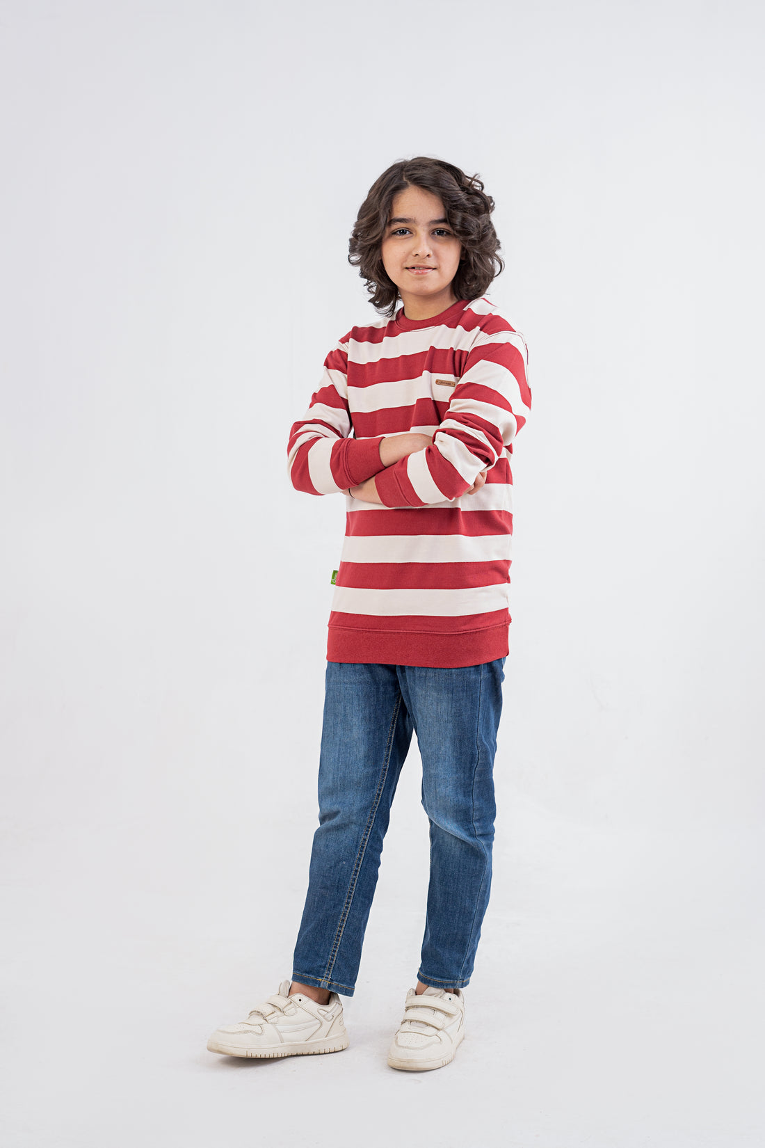 Boys Sweat Shirt Terry Red Striper