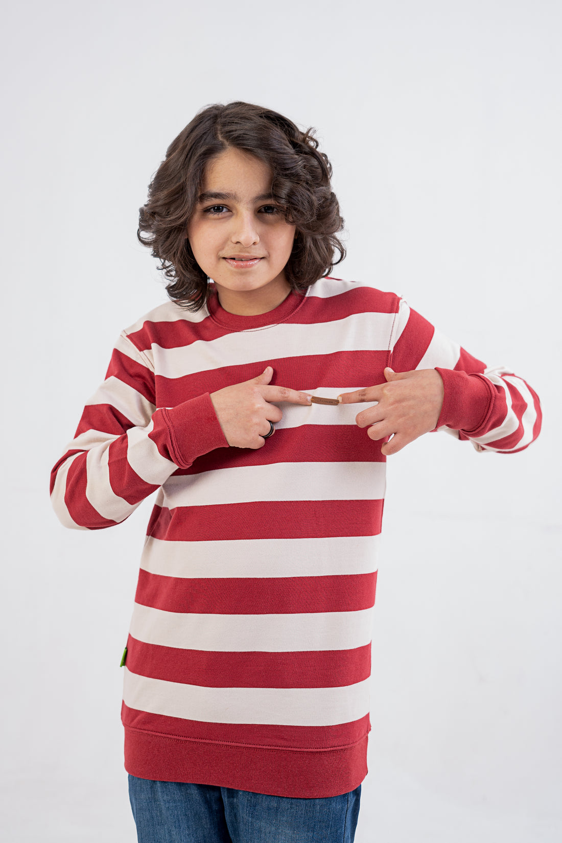 Boys Sweat Shirt Terry Red Striper