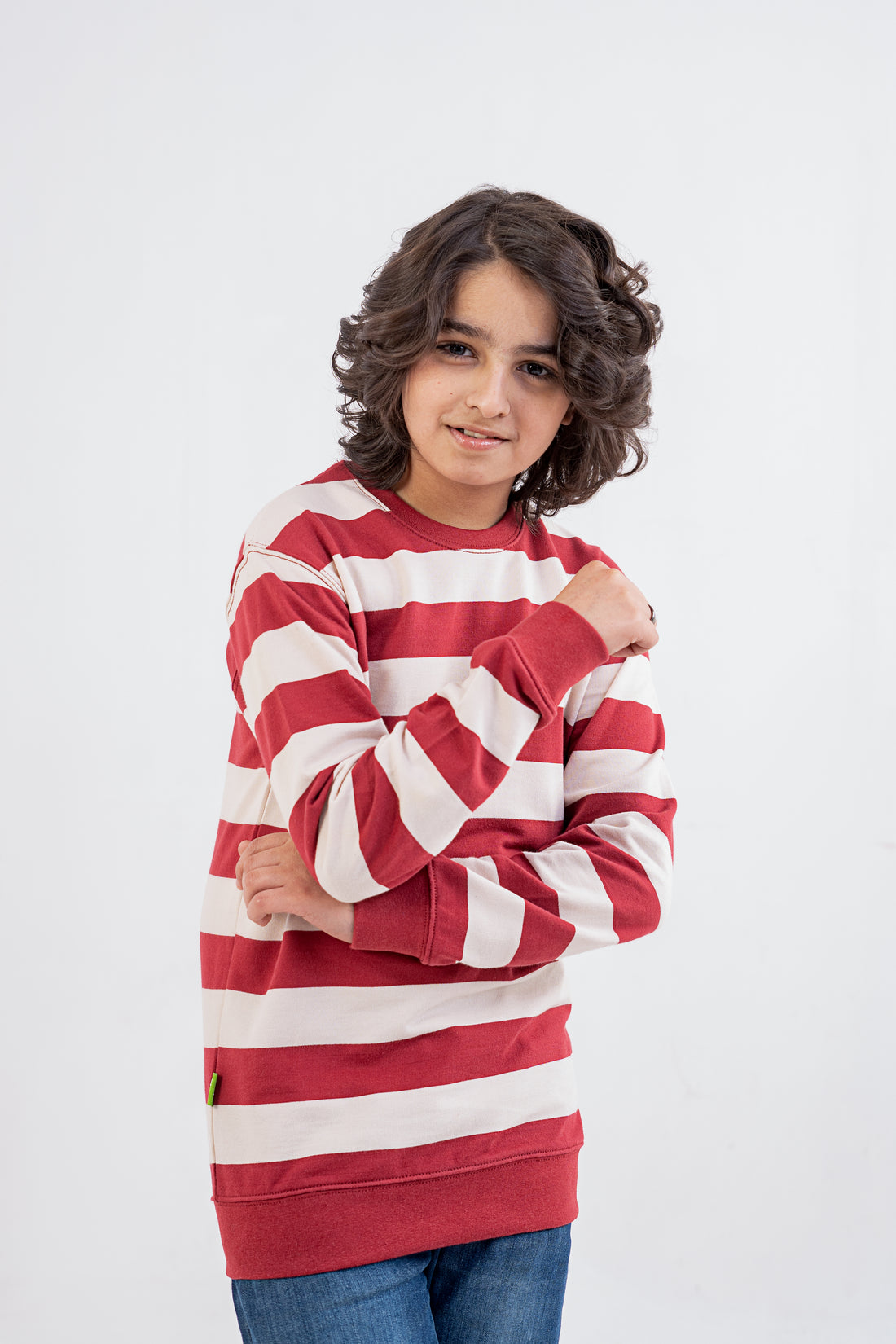 Boys Sweat Shirt Terry Red Striper