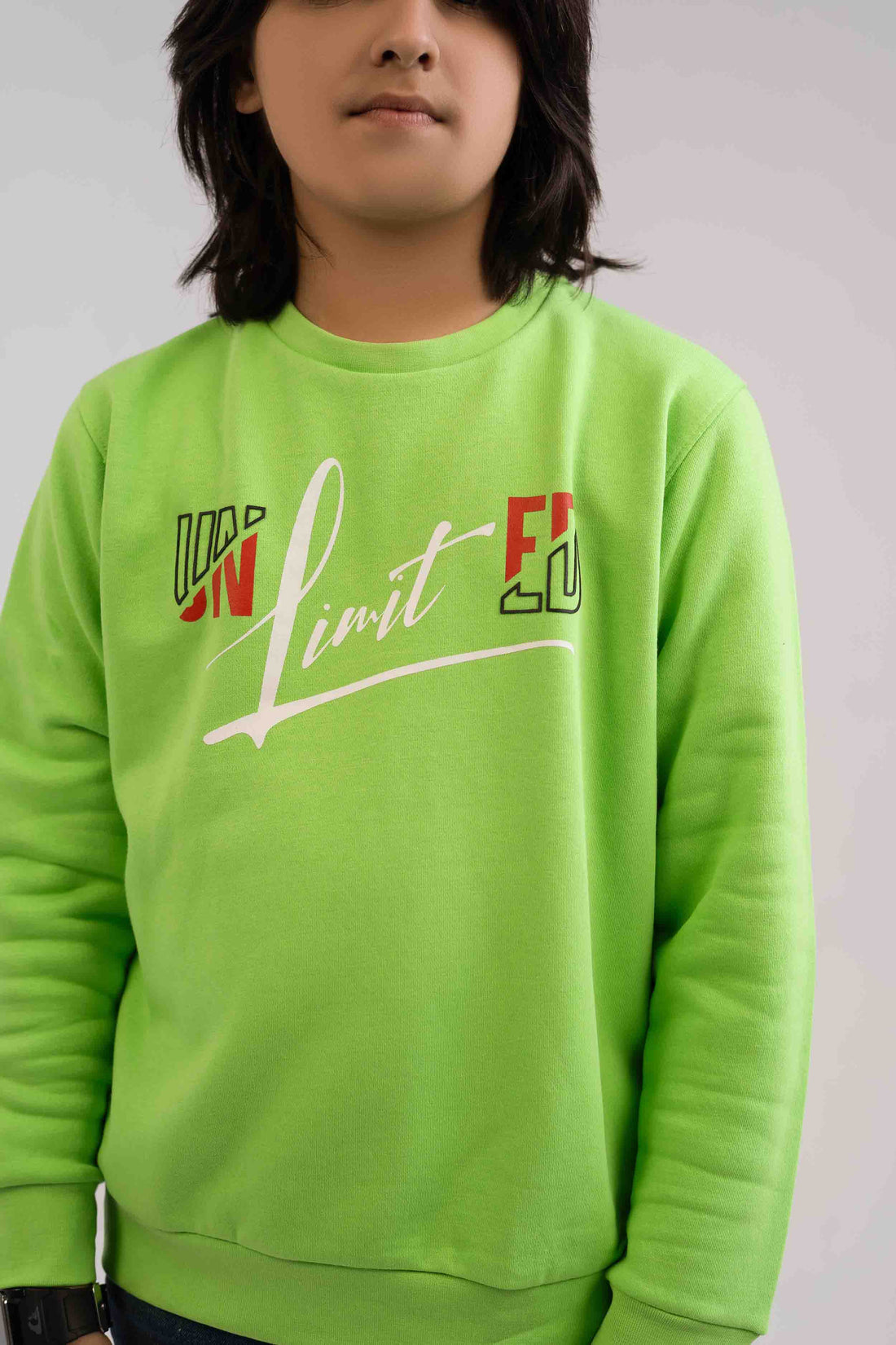 Boys Sweat Shirt Parrot Green Color With Printing