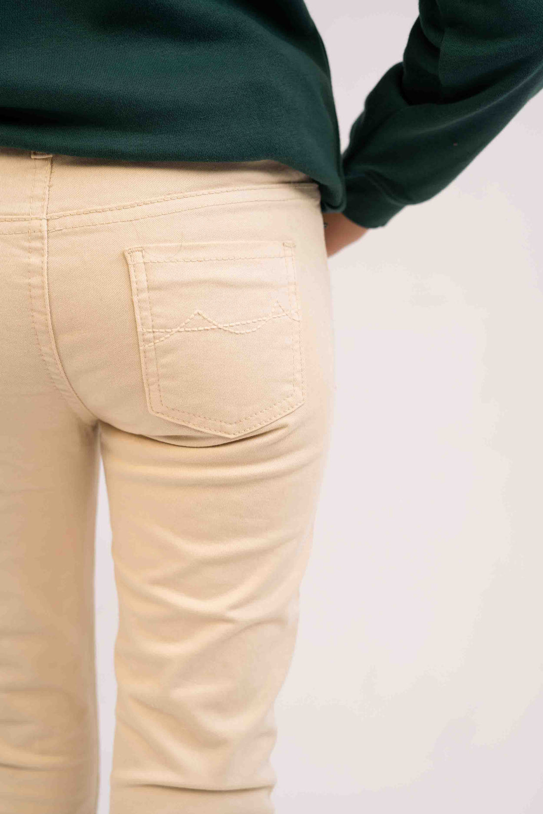 Beige Color Basic Slim Fit Girls Jeans