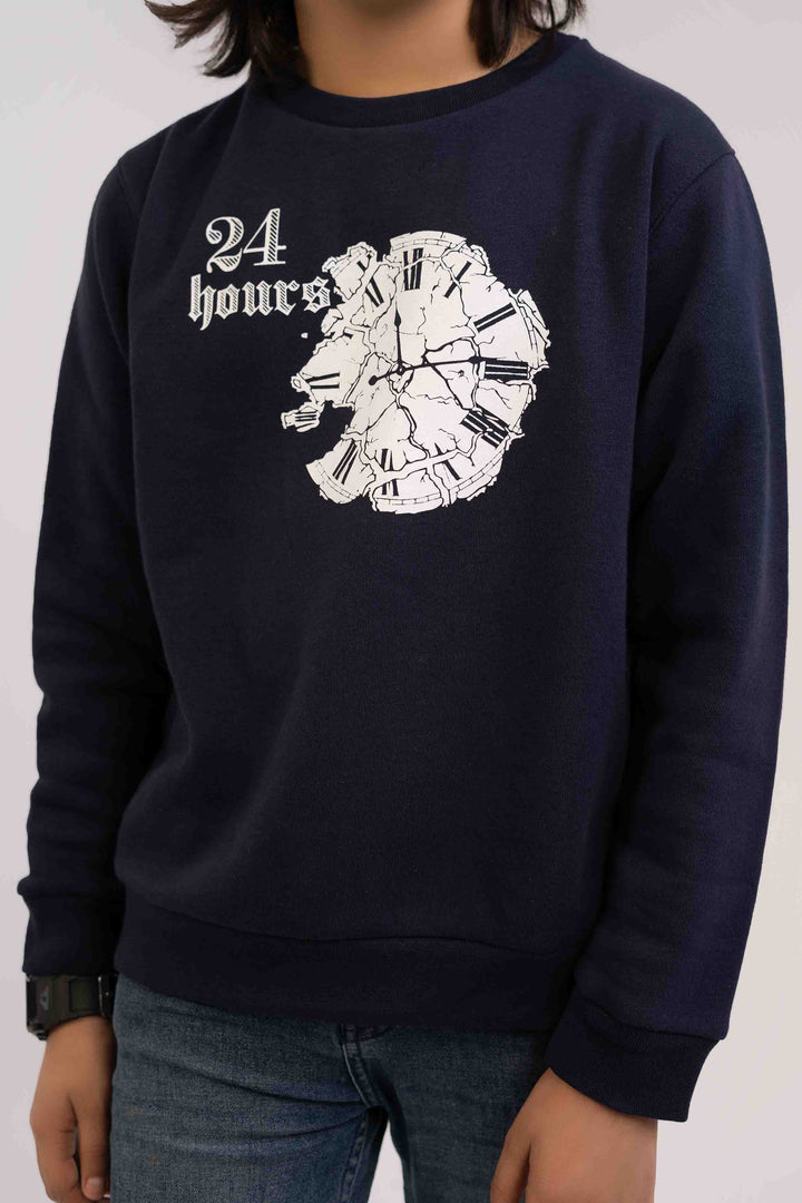 Boys Sweat Shirt Navy Color With Printing