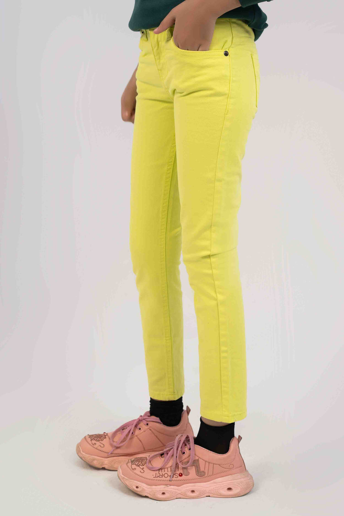 Parrot Green Color Basic Slim Fit Girls Jeans