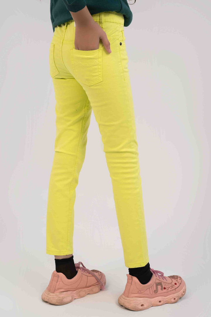 Parrot Green Color Basic Slim Fit Girls Jeans