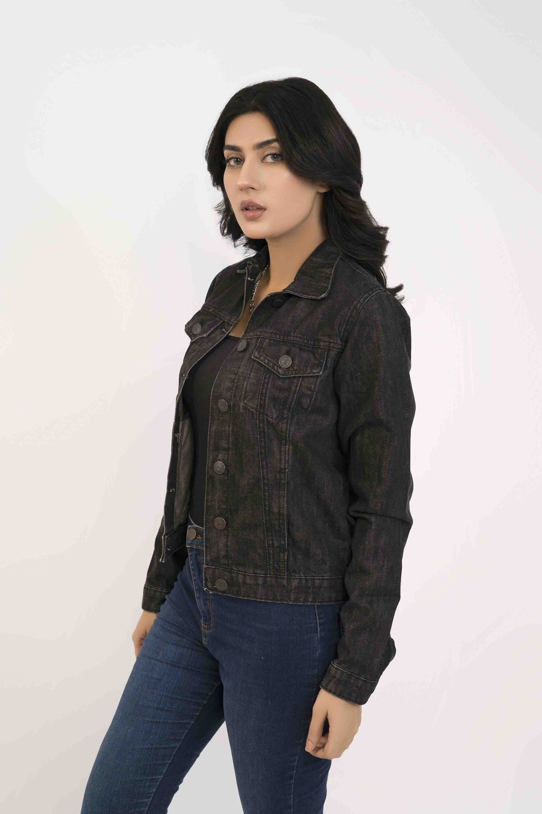 Denim Women Jacket Black Wash