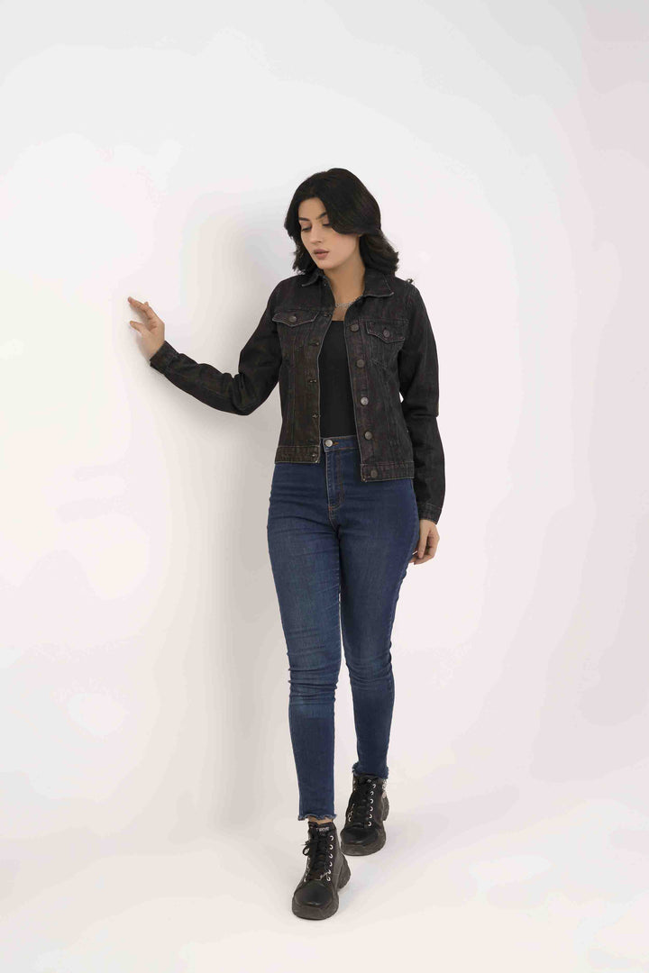 Denim Women Jacket Black Wash