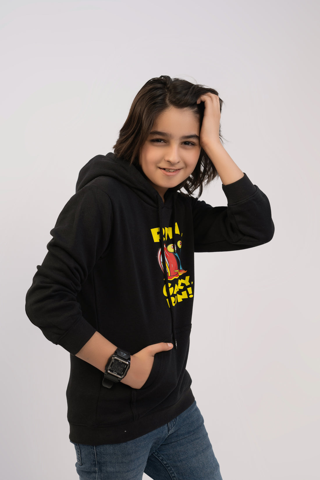 Boys Hoodies Printing Black