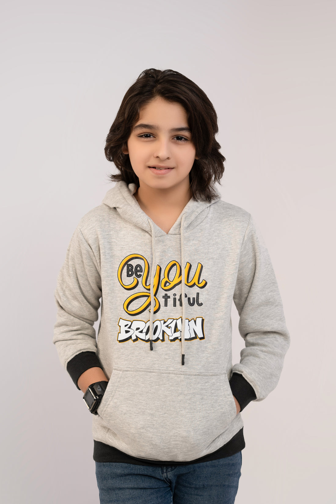 Boys Hoodies Printing Grey