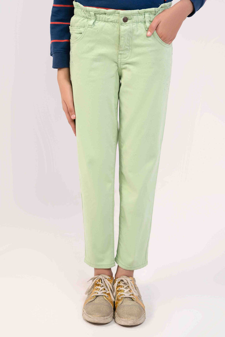 Parrot Green Color Slim Fit Girls Jeans