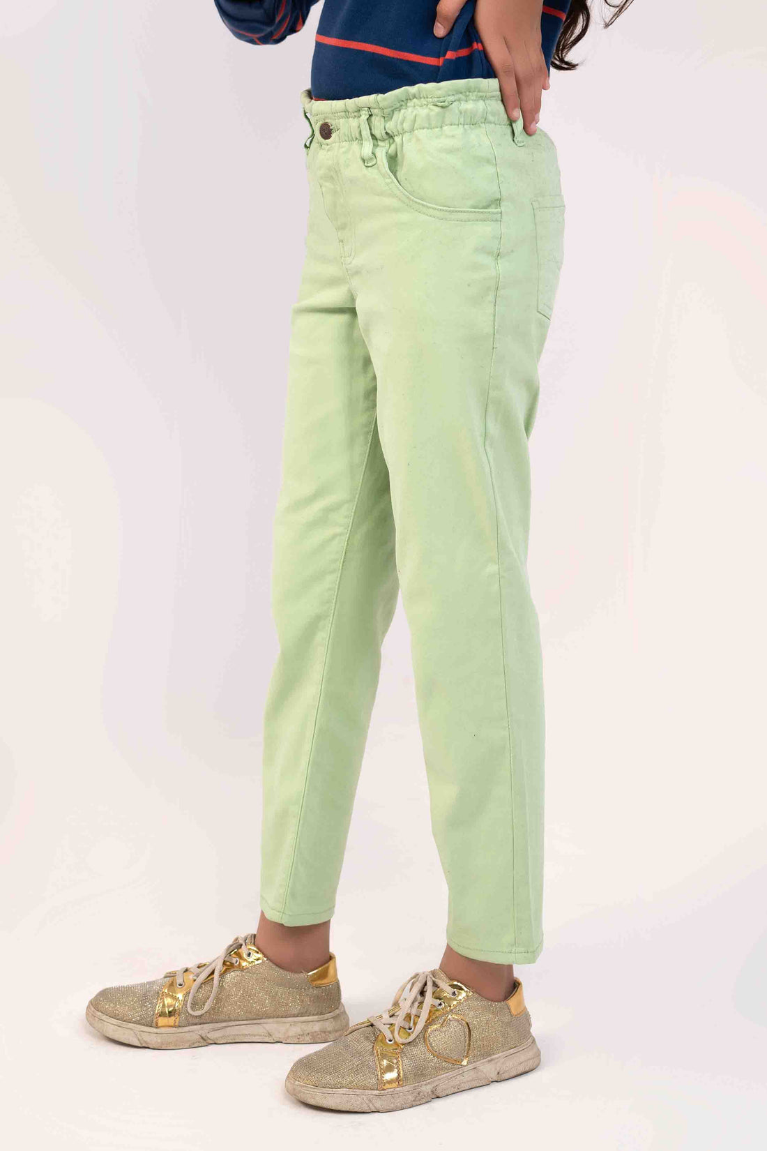 Parrot Green Color Slim Fit Girls Jeans