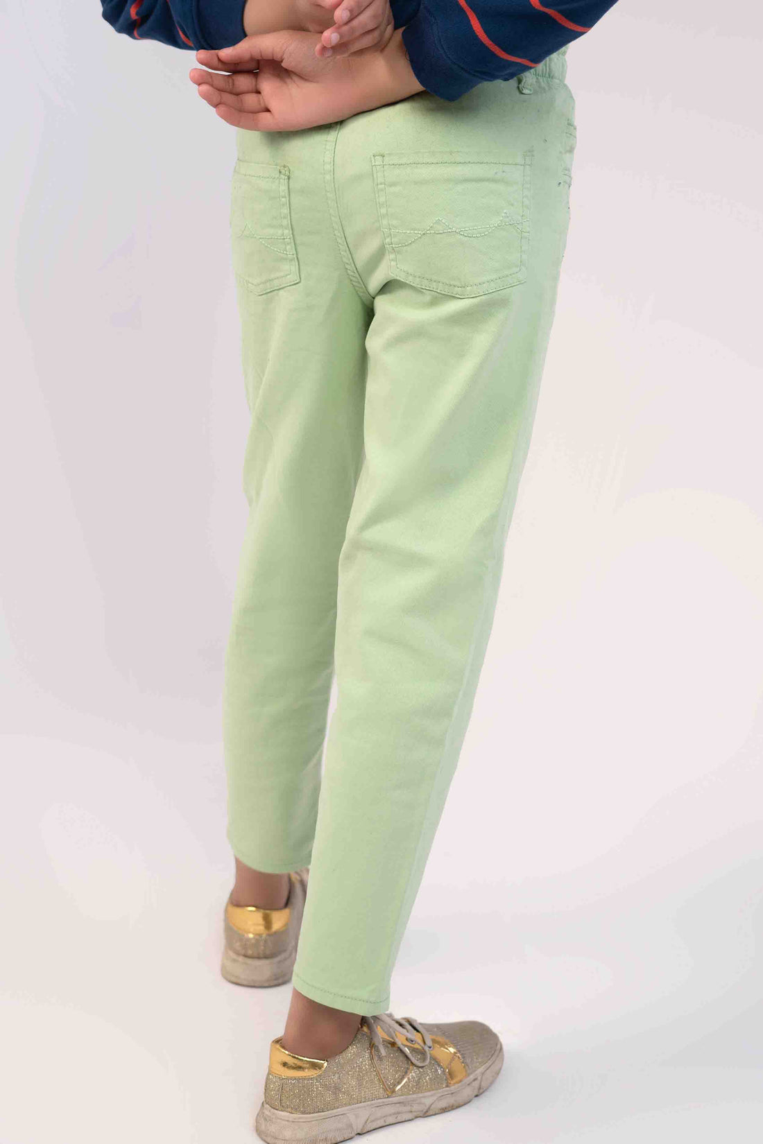 Parrot Green Color Slim Fit Girls Jeans