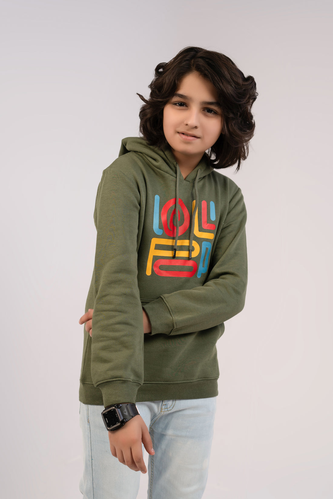 Boys Hoodies Printing Olive