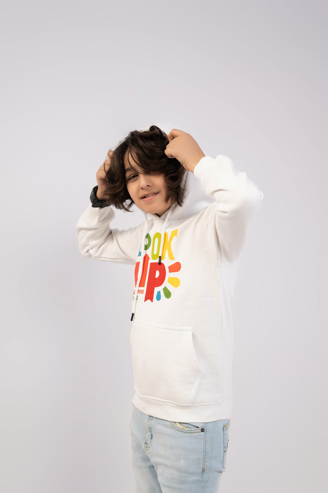 Boys Hoodies Printing White