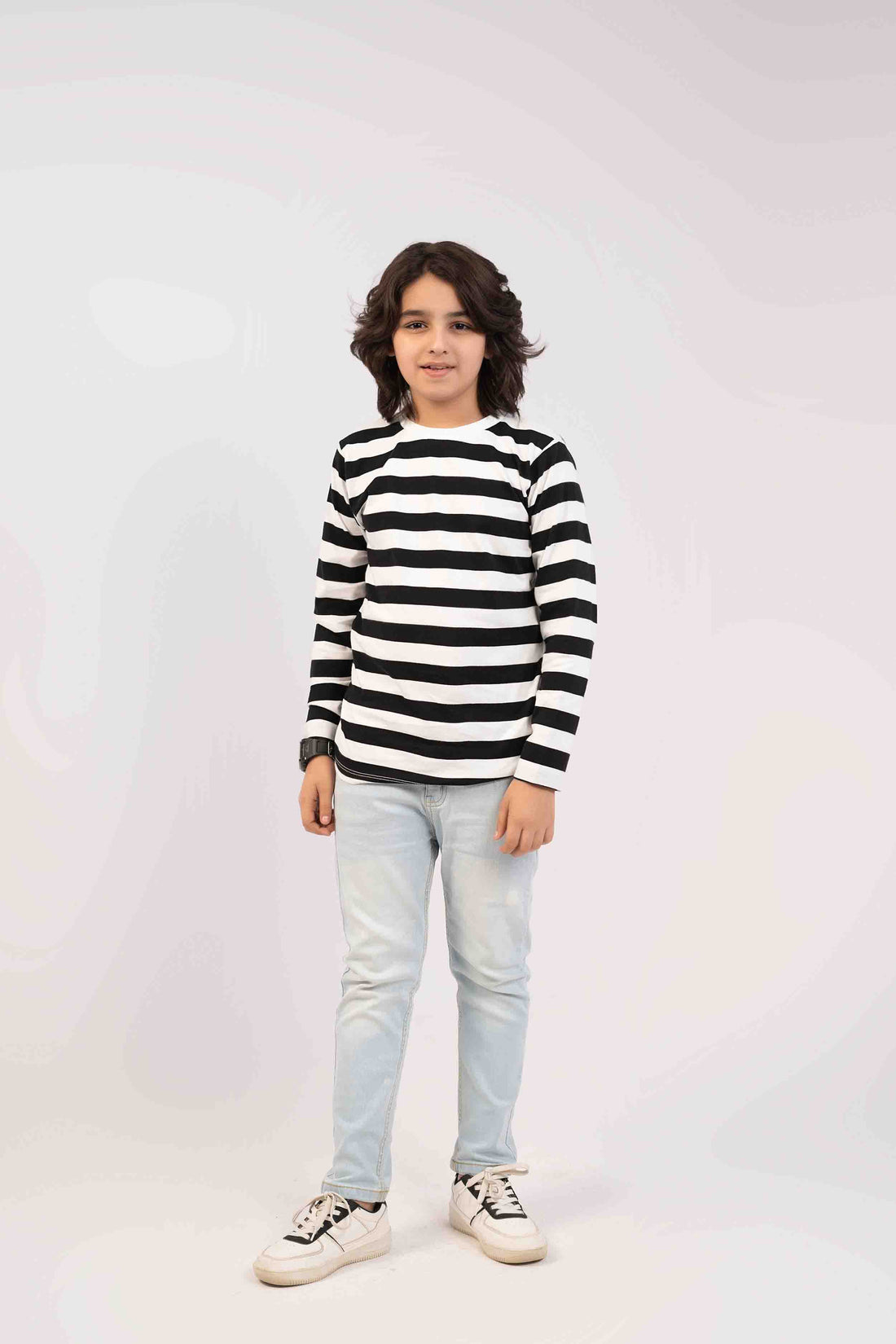 Boys Shirt Striper Black Color Full Sleeves