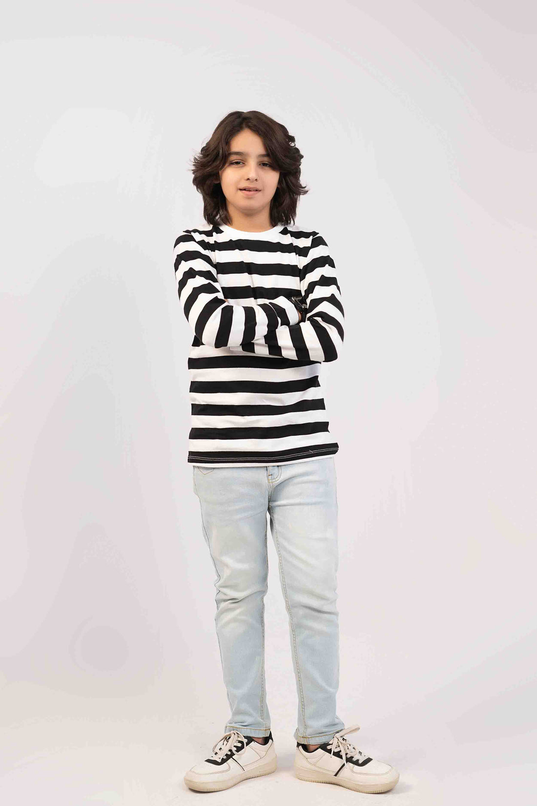 Boys Shirt Striper Black Color Full Sleeves