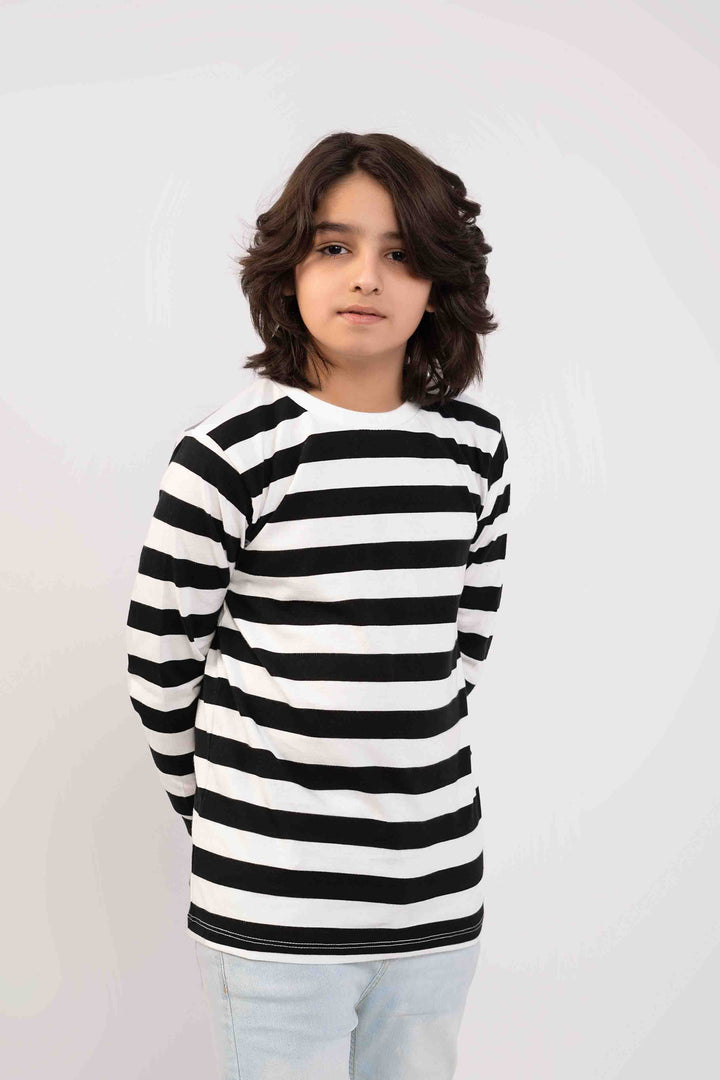 Boys Shirt Striper Black Color Full Sleeves