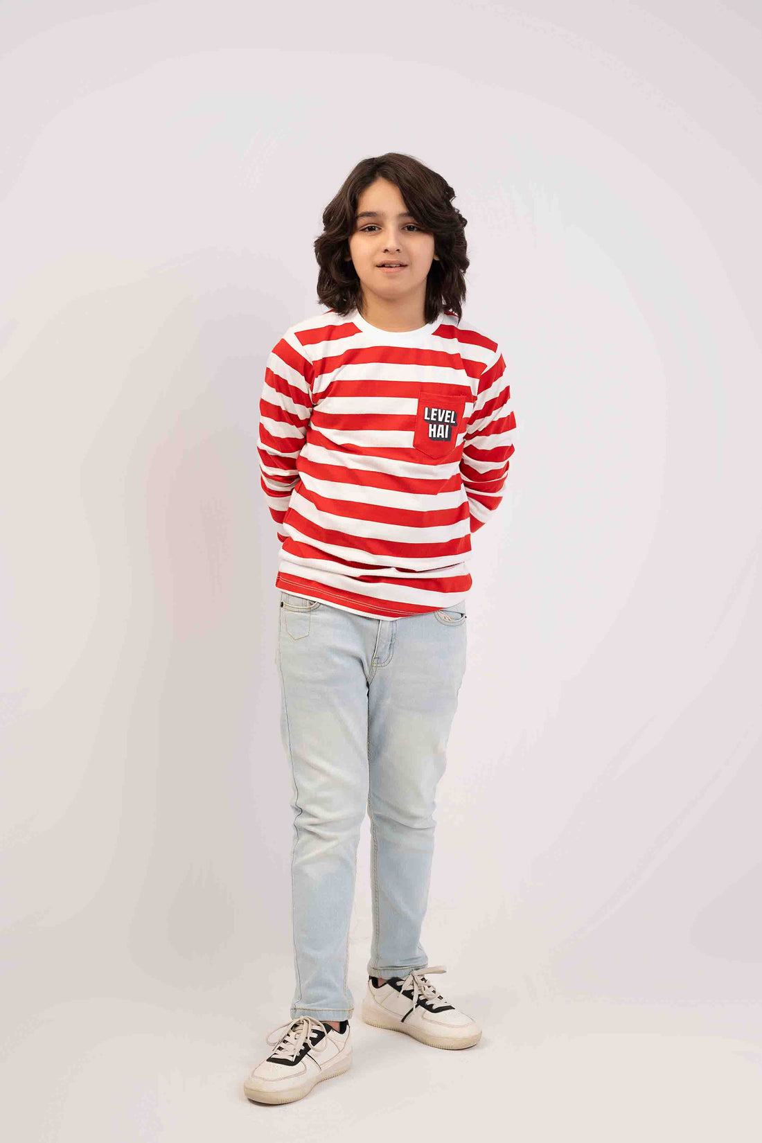 Boys Striper Shirt Red Color With Pocket