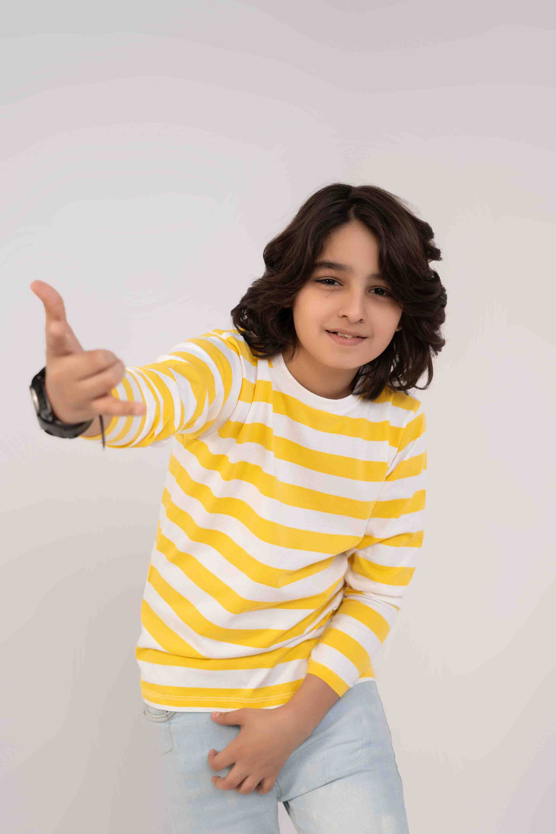 Boys Shirt Striper Yellow Color Full Sleeves