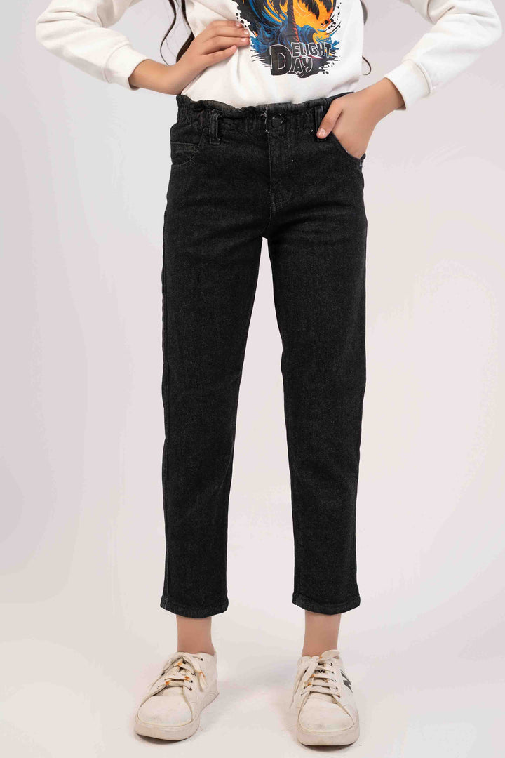 Black Color Elastic Slim fit Girls Jeans