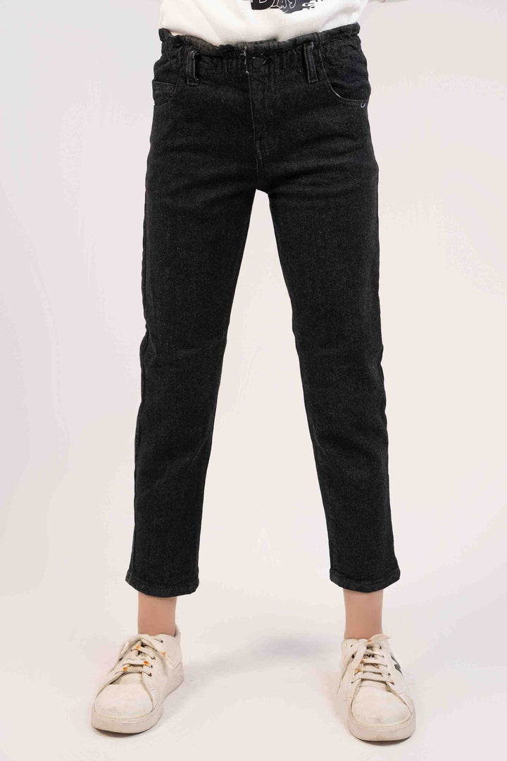 Black Color Elastic Slim fit Girls Jeans