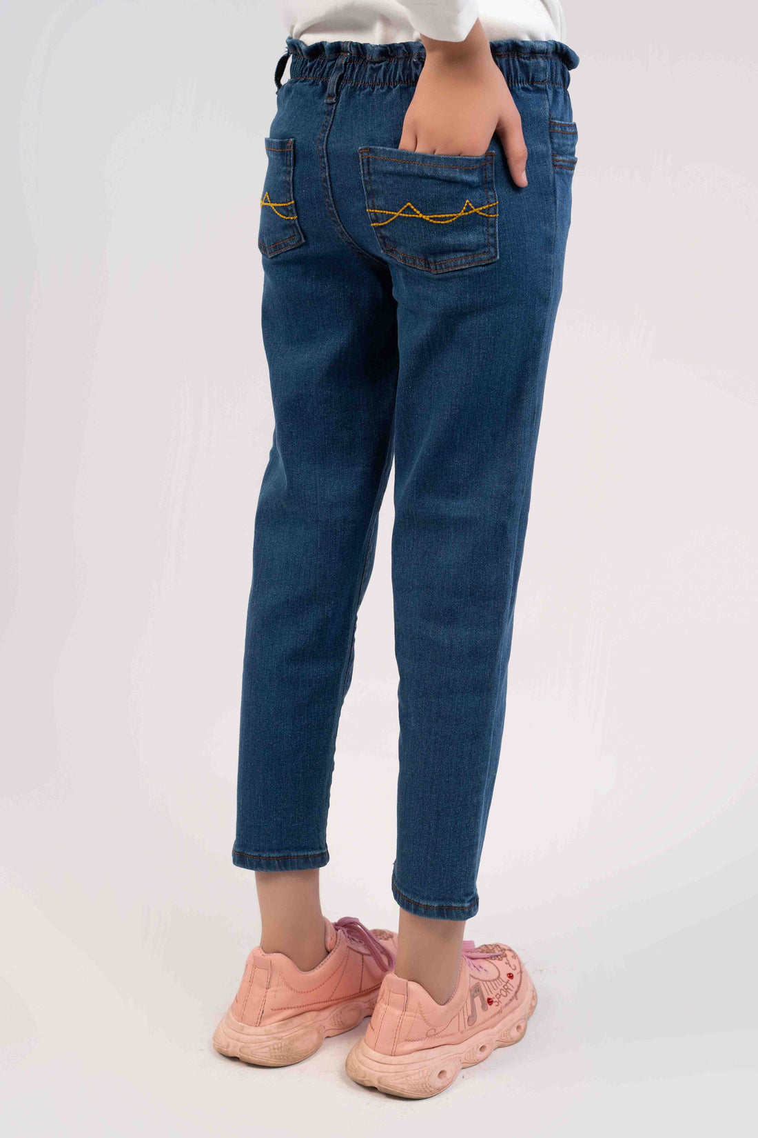 Medium Wash Color Elastic Slim fit Girls Jeans