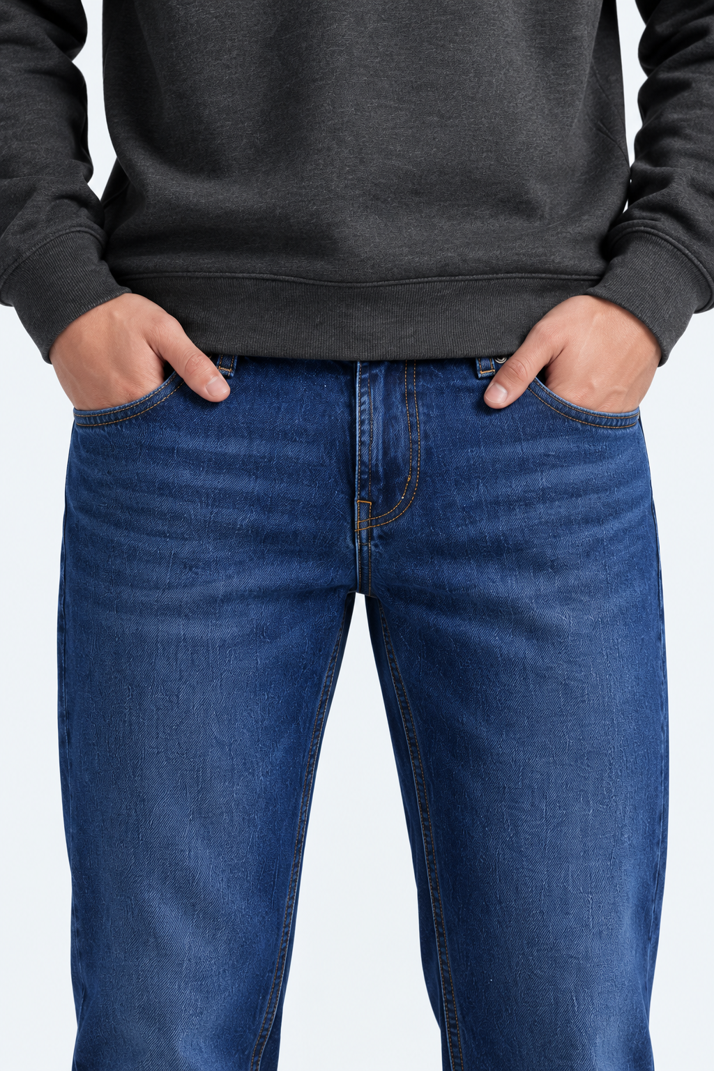 Men’s Regular Fit Jeans – Dark Indigo Blue Wash Denim