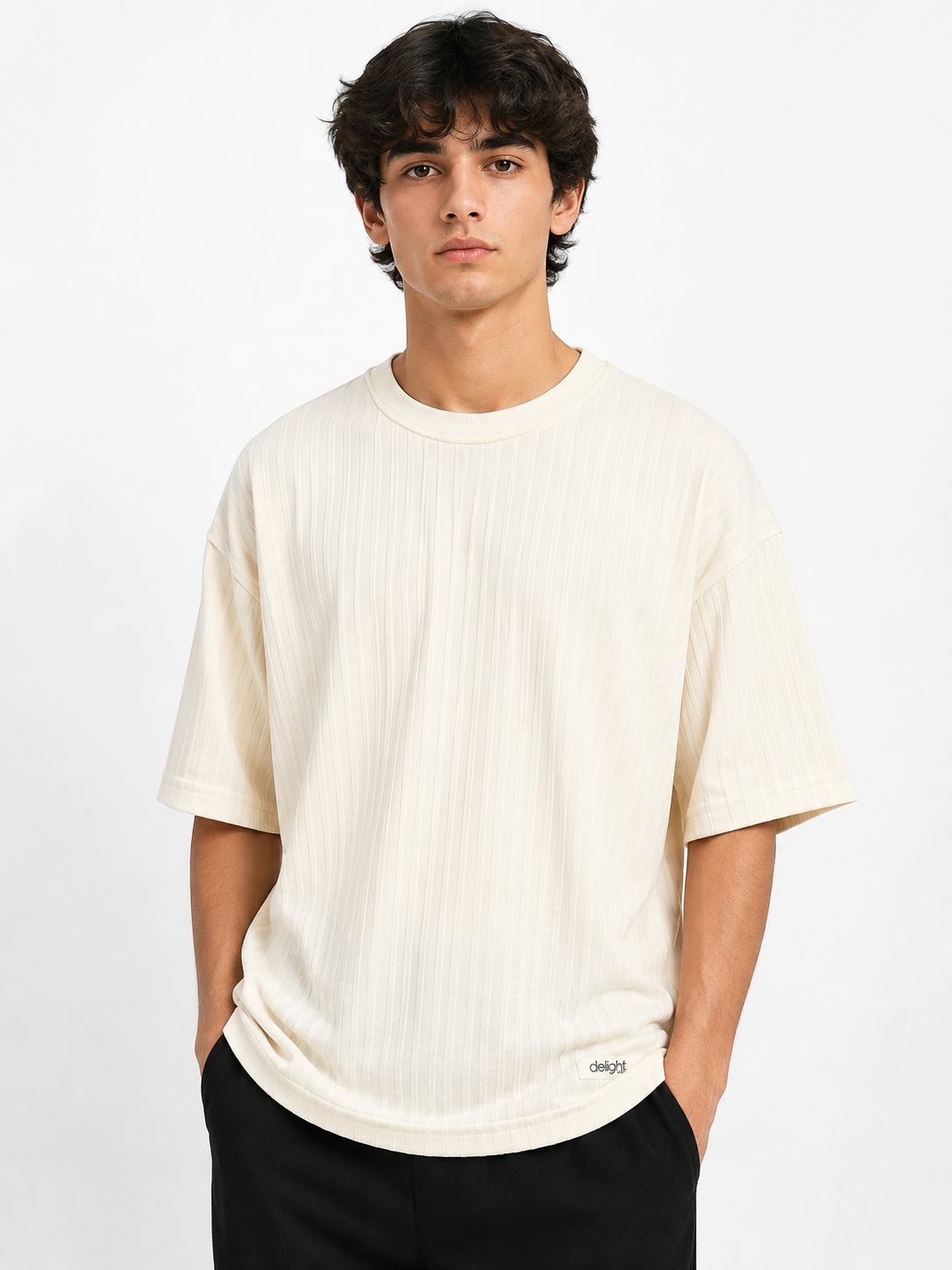 Men’s Vertical Rib Drop-Shoulder T-Shirt