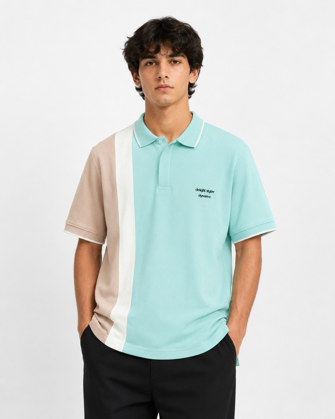 CONTRAST PANEL PIQUÉ POLO SHIRT