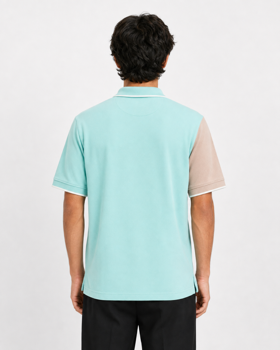 CONTRAST PANEL PIQUÉ POLO SHIRT