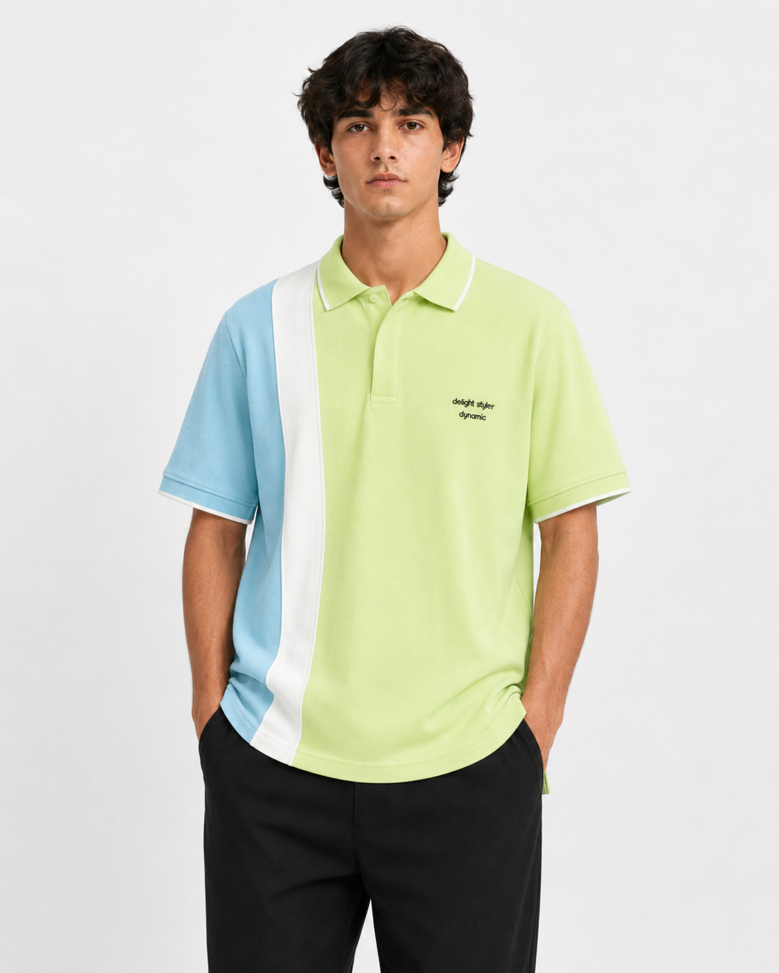 CONTRAST PANEL PIQUÉ POLO SHIRT