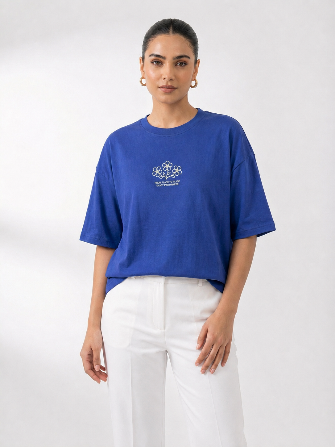 Bloom Graphic Cotton Tee – Royal Blue