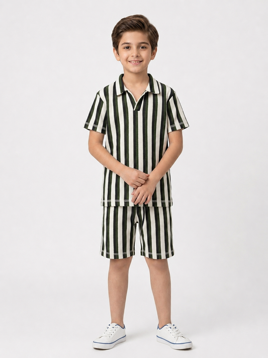 Kids Olive Stripe Popout Co-Ord Set