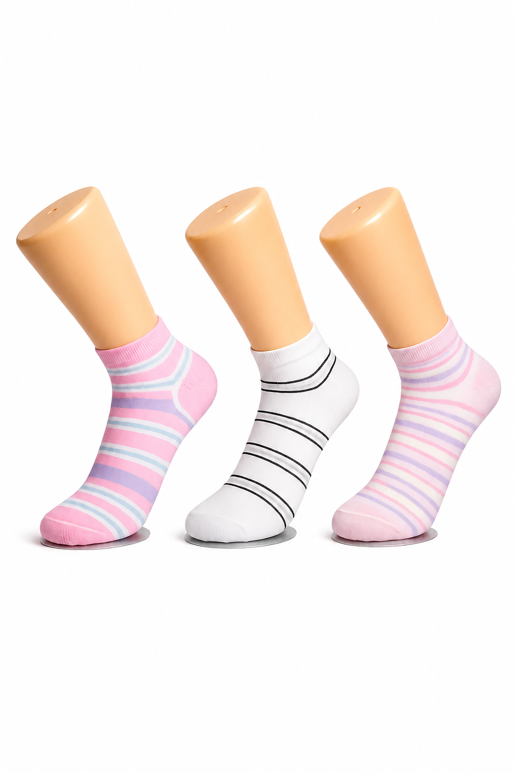 Pastel Stripe Women's Ankle Socks Pack of 3