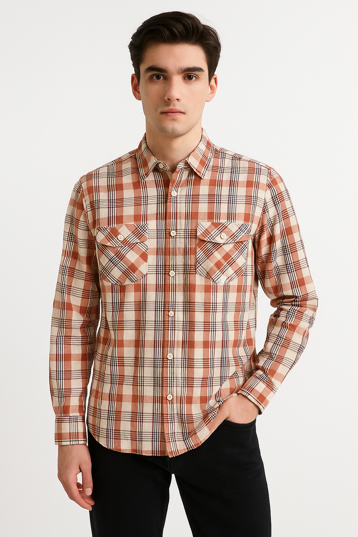 MEN CASUAL SHIRT CHECK PRINT
