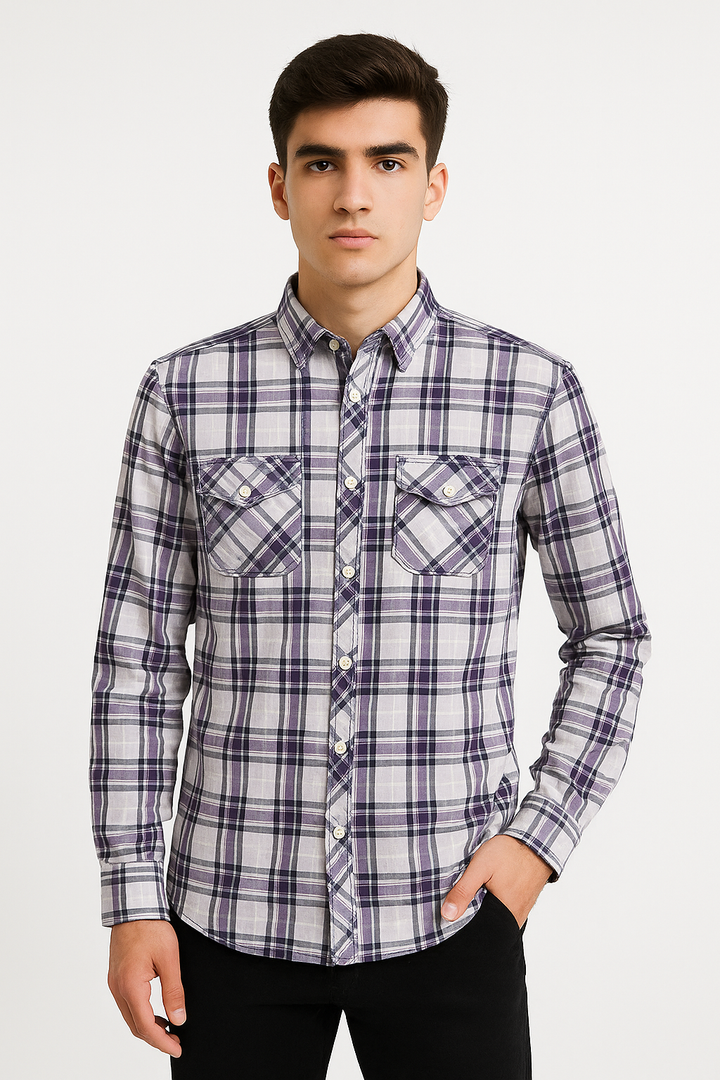MEN CASUAL SHIRT CHECK PRINT