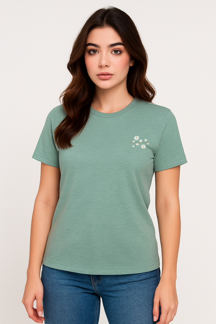 Women Graphic T Shirt Light Green