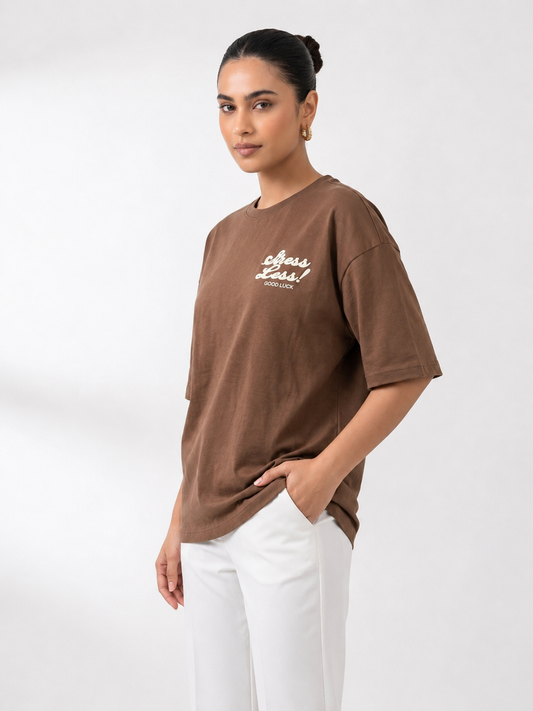 Classic Oversized Cotton Tee – Brown