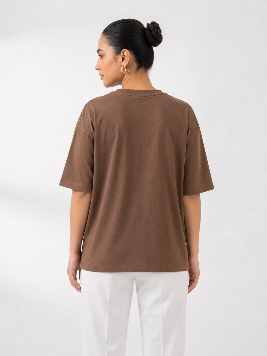 Classic Oversized Cotton Tee – Brown