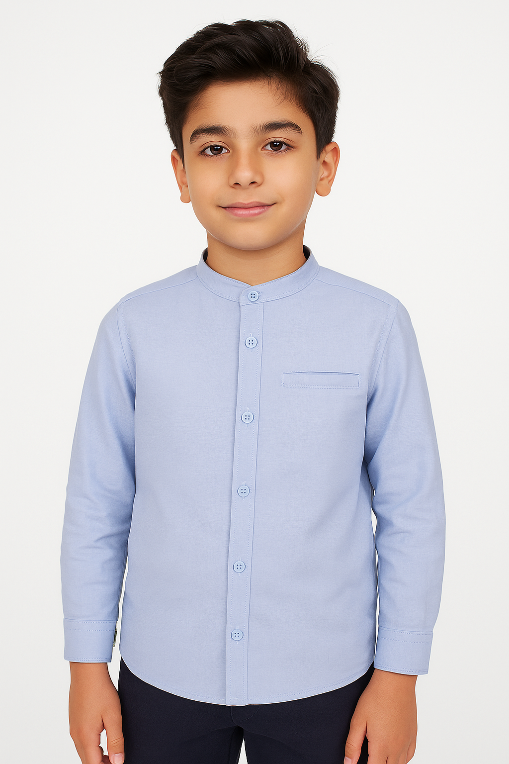 Casual shirt Ban Coller Charcoal Light Blue