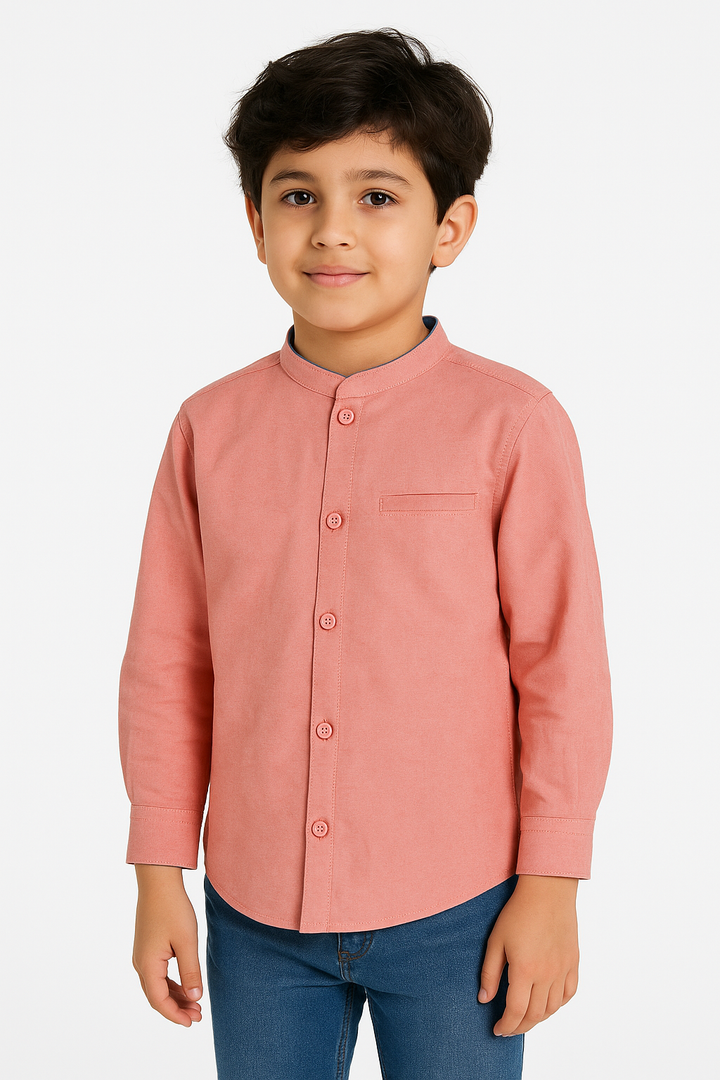 Casual shirt Ban Coller Charcoal Orange