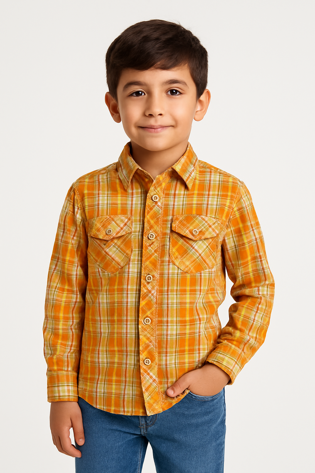 Half Sleeves Casual shirt Yellow check Print