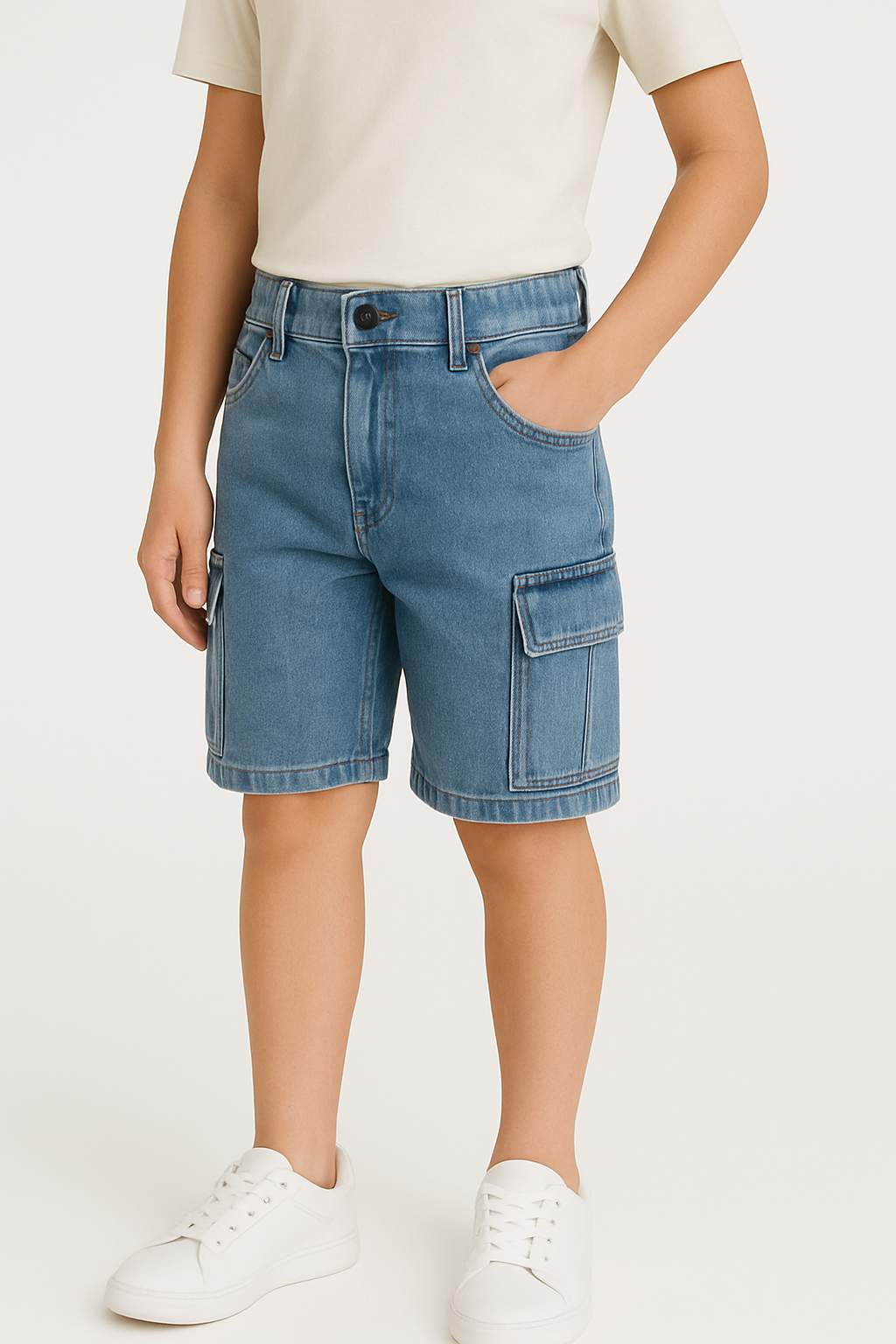 Boys Cargo Bermuda Light Wash
