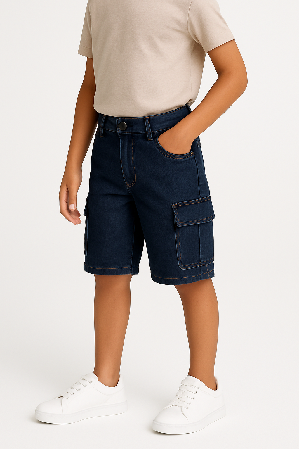 Boys Cargo Bermuda Dark Wash